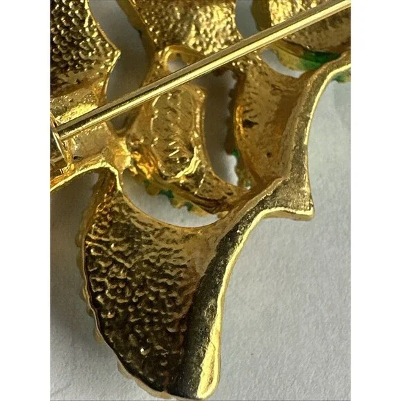 GREEN CHRISTMAS TREE CLEAR CRYSTAL BROOCH MADE IN CZECH BOHEMIAN - Picture 5 of 5